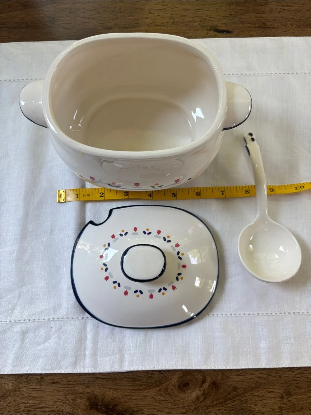 Vintage Country Borders Japan Lidded Ceramic Gravy Boat Tureen